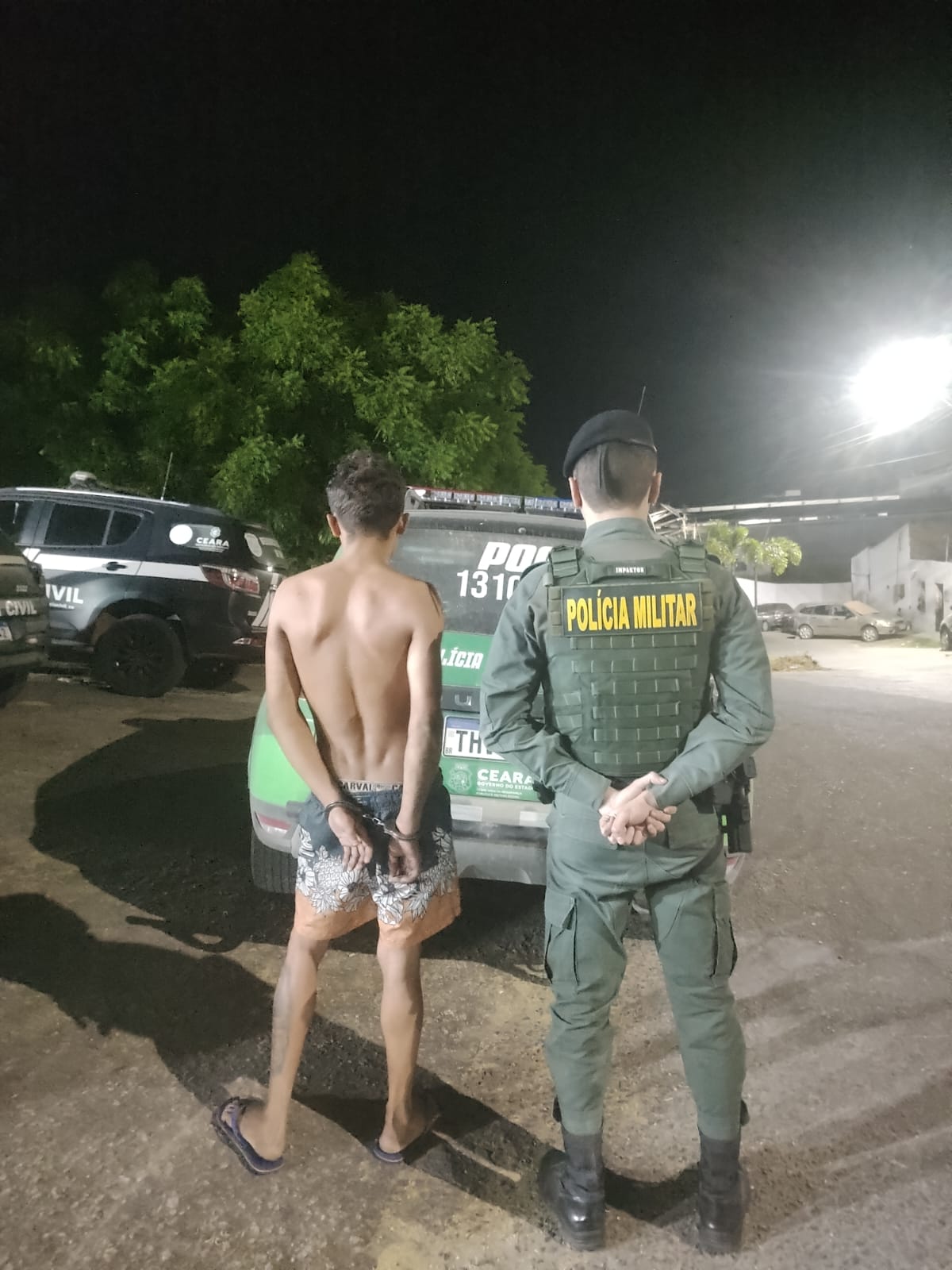 Homem é preso em Catarina após agredir companheira, ferir duas pessoas e ameaçar policiais.